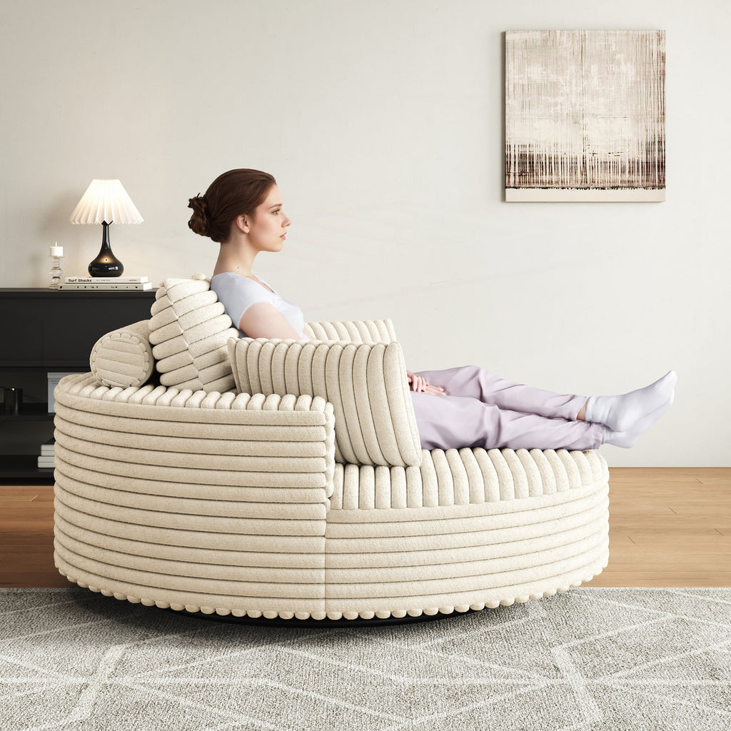 Draaifauteuil voor één persoon van corduroy, chenille en schuim