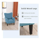 Erommy moderne fauteuil, fauteuil met hoge rugleuning, gestoffeerde eenzitsbank met knopen en houten poten voor de woonkamer