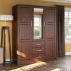 Palace Imports Cosmo-kledingkast met 3 deuren van 100% massief hout, met deuren van massief hout of spiegeldeuren