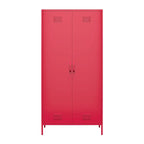 Orange / Pink 2-Door Tall Metal Locker Storage Cabinet, 1-Person
