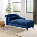 Elegante Franse chaise longue met fluwelen bekleding, opbergruimte en een kussen