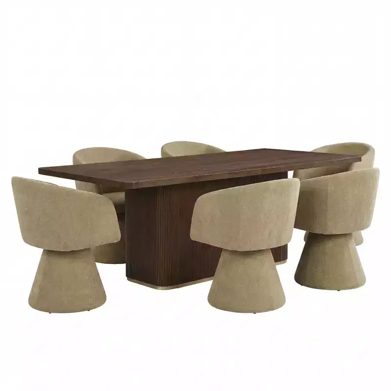 Christopher Knight Home Yodsak moderne eetset van hout en metaal, 7-delig, met 180 draaibare stoelen