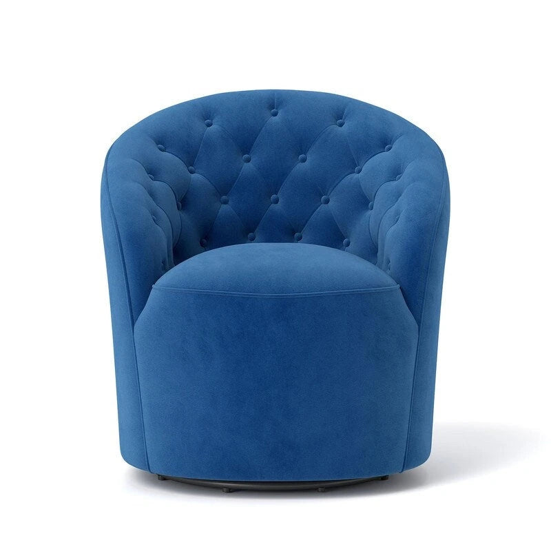 Lot de 2 fauteuils tonneaux modernes pivotants à 360 degrés, revêtement en velours et dossier capitonné à boutons SEYNAR