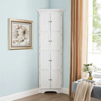 Tall Corner Storage Cabinet with 8 Doors and 4 Shelves