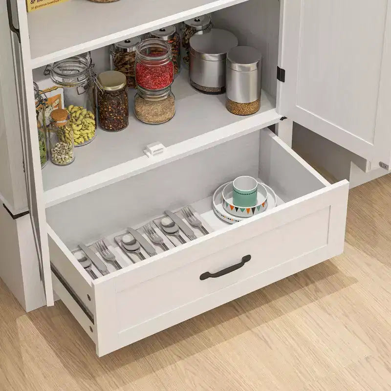 Armoire garde-manger de style champêtre HOMCOM 72 avec portes de grange, grand meuble de rangement pour la cuisine avec étagères réglables et tiroir