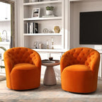 Lot de 2 fauteuils tonneaux modernes pivotants à 360 degrés, revêtement en velours et dossier capitonné à boutons SEYNAR