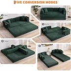Rozkładana sofa 5 w 1, modułowa sofa do spania z sztruksu o szerokości 78.8 i solidnym stelażu, wielofunkcyjny futon do małych pomieszczeń, salonu i pokoju gościnnego