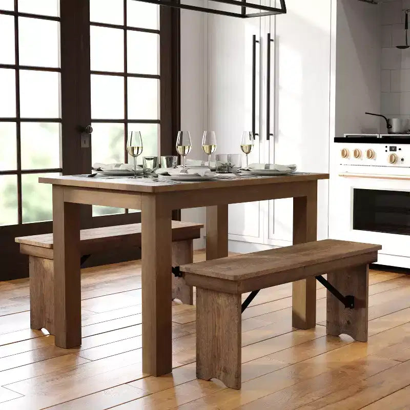 Flash Furniture, rechteckiger Farm-Esstisch aus massivem Kiefernholz, 46 x 30