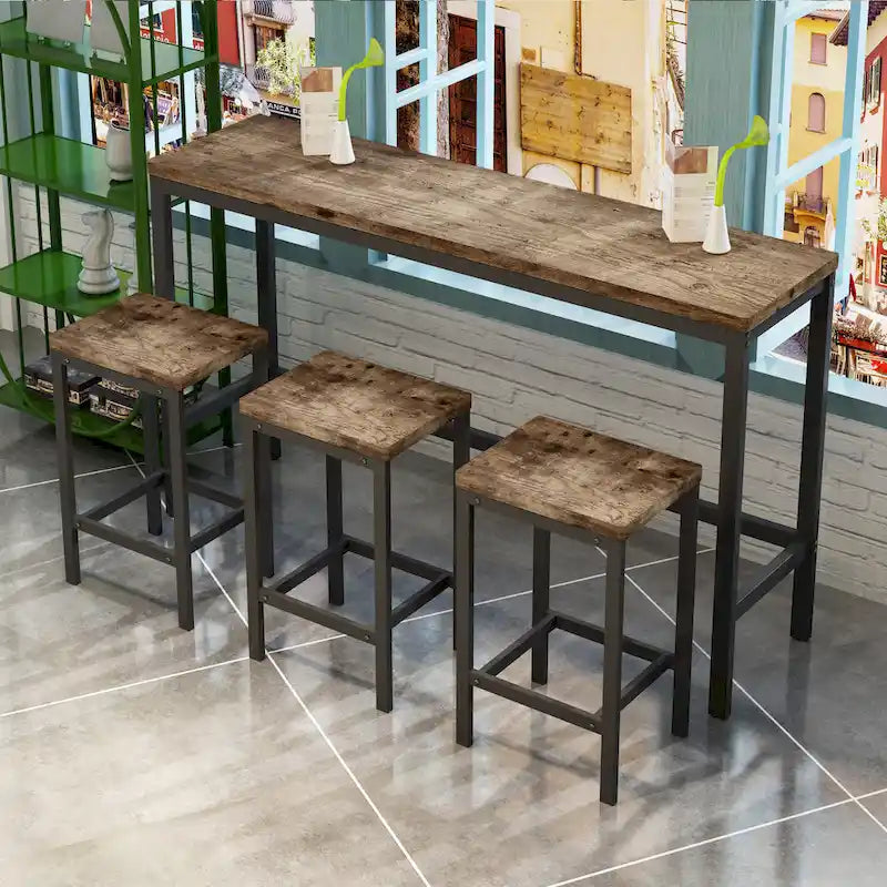 Bartisch-Set mit 3 Hockern