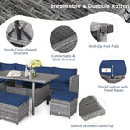 Costway 7-delige diningset van rotan voor het terras, modulaire bank, sofa en voetenbank - bekijk de details