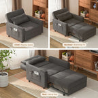 Canapé-lit convertible 3 en 1 avec réglage ajustable, fauteuil-canapé avec lit escamotable, lit pliant convertible pour le salon
