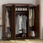 Palace Imports 100% Solid Wood Kyle 4-Door Wardrobe Armoire with Solid Wood or Mirrored Doors