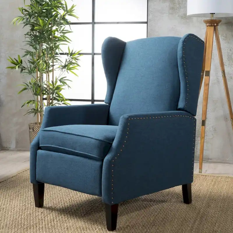 Gestoffeerde fauteuil met vleugelrugleuning en kantelmechanisme, klassieke stijl, blikvanger voor de woonkamer