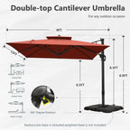 MAISON ARTS parasol boczny 12 FT z automatycznym podnośnikiem hydraulicznym, aluminiowym masztem i obrotem o 360 stopni
