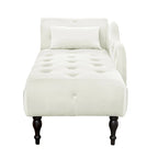 Moderne Chaiselongue, 60.6, mit Samtbezug, Knopfheftung, Beinen aus Massivholz und Ziernägeln