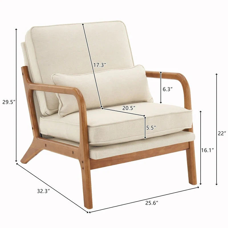 Tapicerowany fotel akcentowy w stylu mid-century modern