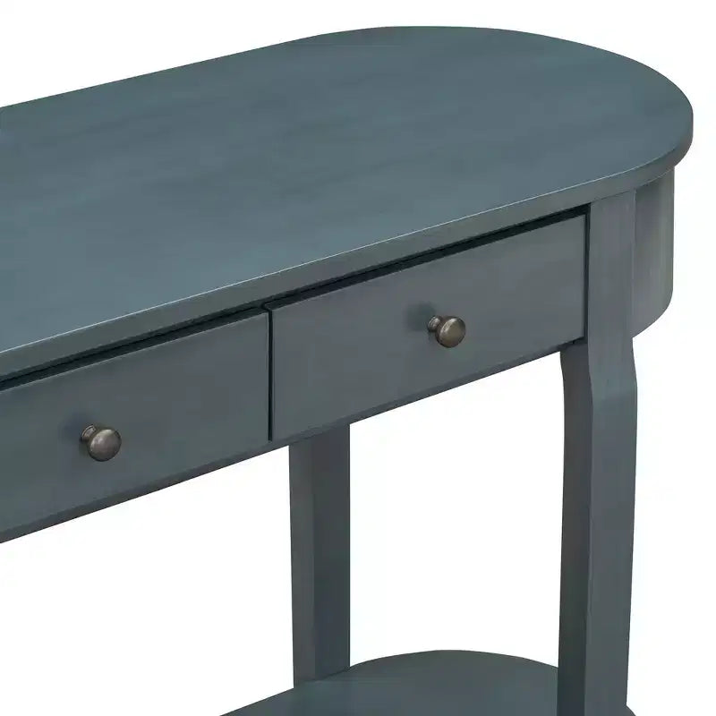 Console rustique Whisen, table d’entrée et table d’appoint avec façade de tiroir cannelée