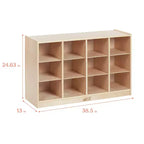 Meuble mobile à casiers avec plateau et 15 bacs à façade incurvée, 3x4, mobilier pour enfants
