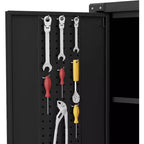 Garage Storage Cabinet with Wheels & Pegboard, 72 H Locking Metal Storage Cabinet with 2 Doors & 4 Adjustable Shelves for Garage Workshop