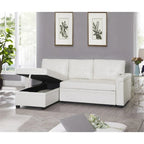 Canapé d’angle convertible et réversible avec lit escamotable, méridienne avec rangement dissimulé et pieds robustes