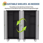 Garage Storage Cabinet with Wheels & Pegboard, 72 H Locking Metal Storage Cabinet with 2 Doors & 4 Adjustable Shelves for Garage Workshop
