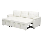 Canapé d’angle convertible et réversible avec lit escamotable, méridienne avec rangement dissimulé et pieds robustes
