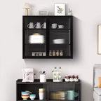 Okak Modern 2-door Wall Cabinet with Featuring 3-tier Storage Glass Doors for Entryway/Dining Room/Living Room/Kitchen