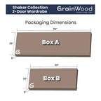 2-Door Solid Wood Armoire - 41x72x22
