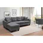 Wohnlandschaft mit L-förmiger Chaiselongue und Getränkehalter