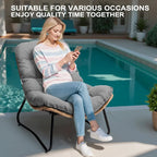 Buiten-papasanstoelen met kussen, comfortabele terrassenstoelen van PE-rattan met bijzettafel