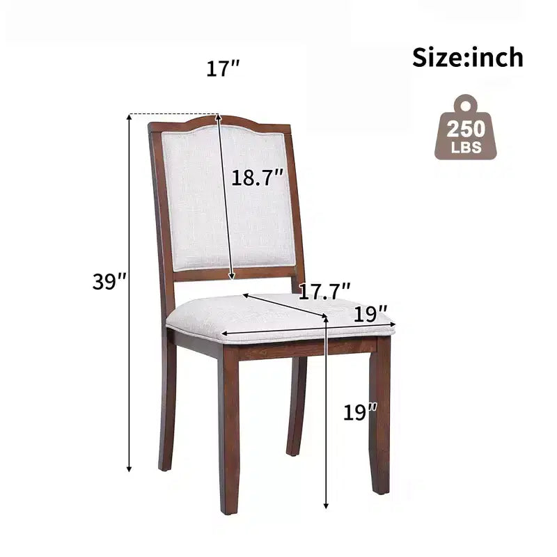 Ensemble de 4 chaises de salle à manger de style champêtre avec dossiers hauts et assises rembourrées