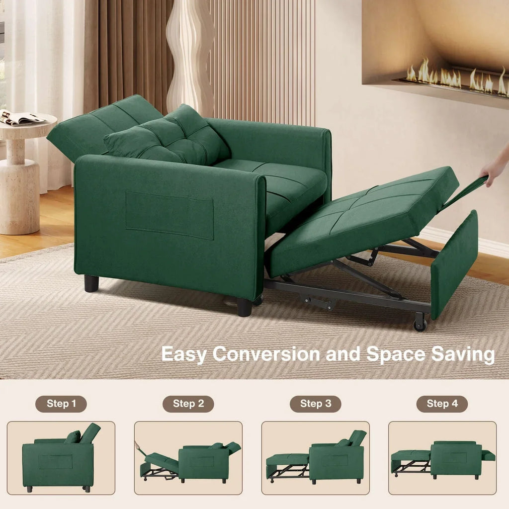 Canapé-lit convertible 3 en 1 avec réglage ajustable, fauteuil-canapé avec lit escamotable, lit pliant convertible pour le salon