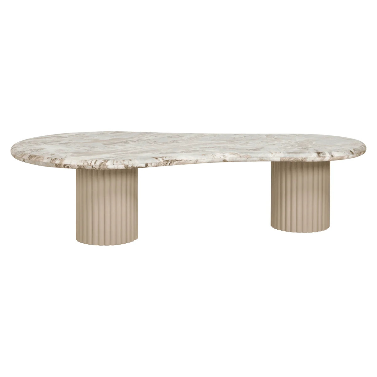 Salontafel met kiezelvormig marmeren blad