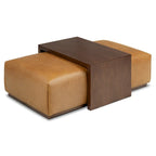 Poly & Bark Jarmo-voetenbank met verstelbare tafel van walnoothout - Italiaans volnerfleer
