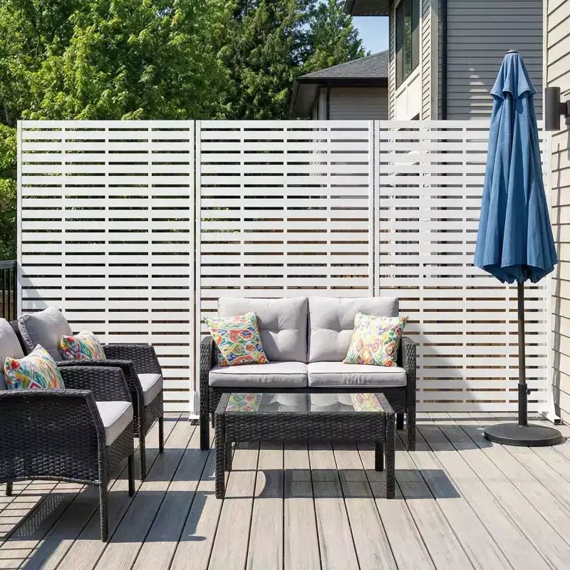 MAYEERTY 72x47 wit, natuurlijk privacyscherm voor buiten, set van 6 natuurlijke vouwschermen voor de achtertuin en tuin