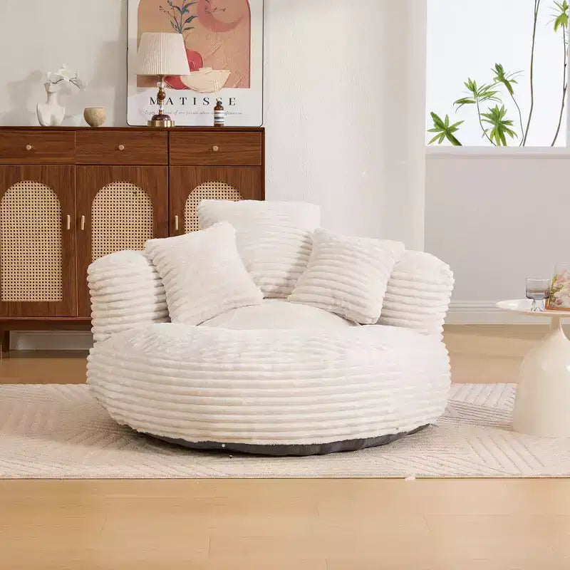 Sofa typu bean bag dla dorosłych i dzieci, duży fotel typu bean bag z sztruksu, 3 poduszkami i podłokietnikami do salonu lub sypialni
