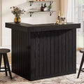 Lantine L-vormige thuisbar, hoekbartafel met 4 niveaus, opbergplanken en wijnglashouder voor thuisbar