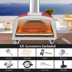 Multibrandstof-pizzaoven voor buiten, voor steenovenpizza, met gasbrander en houtbox - 12 inch