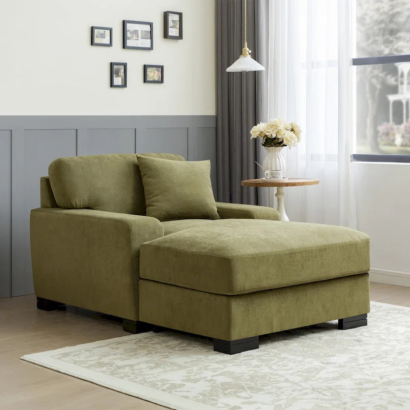 Modernes übergroßes Chaiselongue-Schlafsofa im Mid-Century-Stil mit Kissen