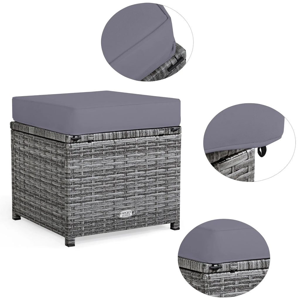 Costway 7-delige diningset van rotan voor het terras, modulaire bank, sofa en voetenbank - bekijk de details