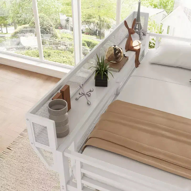 Okak Hochbett für Einzelbettmatratze mit Kleiderschrank, 94 Zoll, mit Ablagefächern und Korb, Bettgestell für Schlafzimmer und Wohnheim