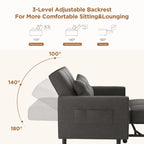 Canapé-lit convertible 3 en 1 avec réglage ajustable, fauteuil-canapé avec lit escamotable, lit pliant convertible pour le salon