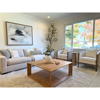 Tillman Linen Accent Arm Chair with Rattan