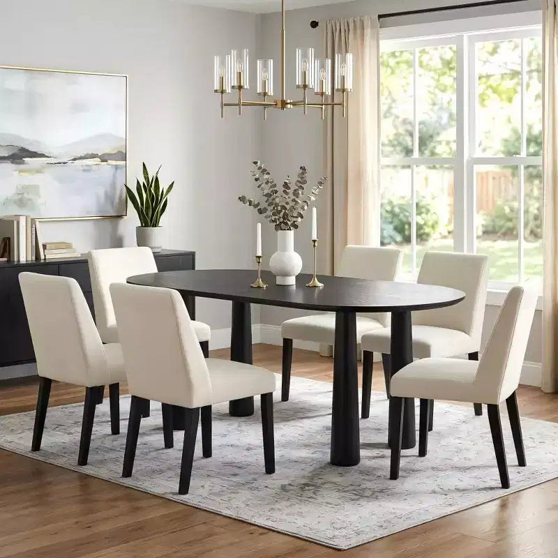 Dovelina 67 Oval Wood Dining Table with 4 legs Modern Kitchen Table for 6 People