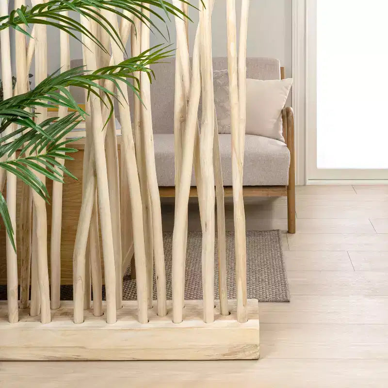 JONATHAN Y Tranquil, 39W x 68H, handgefertigter Raumteiler aus Teakzweigen im Küsten-Boho-Stil, einteilig
