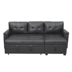 Canapé d’angle convertible et réversible avec lit escamotable, méridienne avec rangement dissimulé et pieds robustes