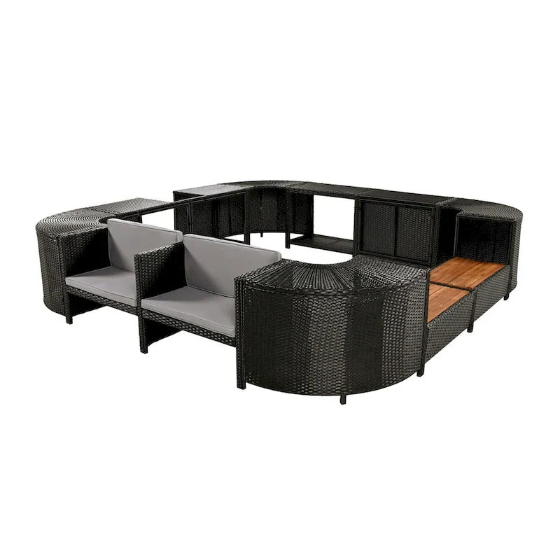 Spa Surround Spa-frame, vierkante modulaire loungeset voor buiten van rotan