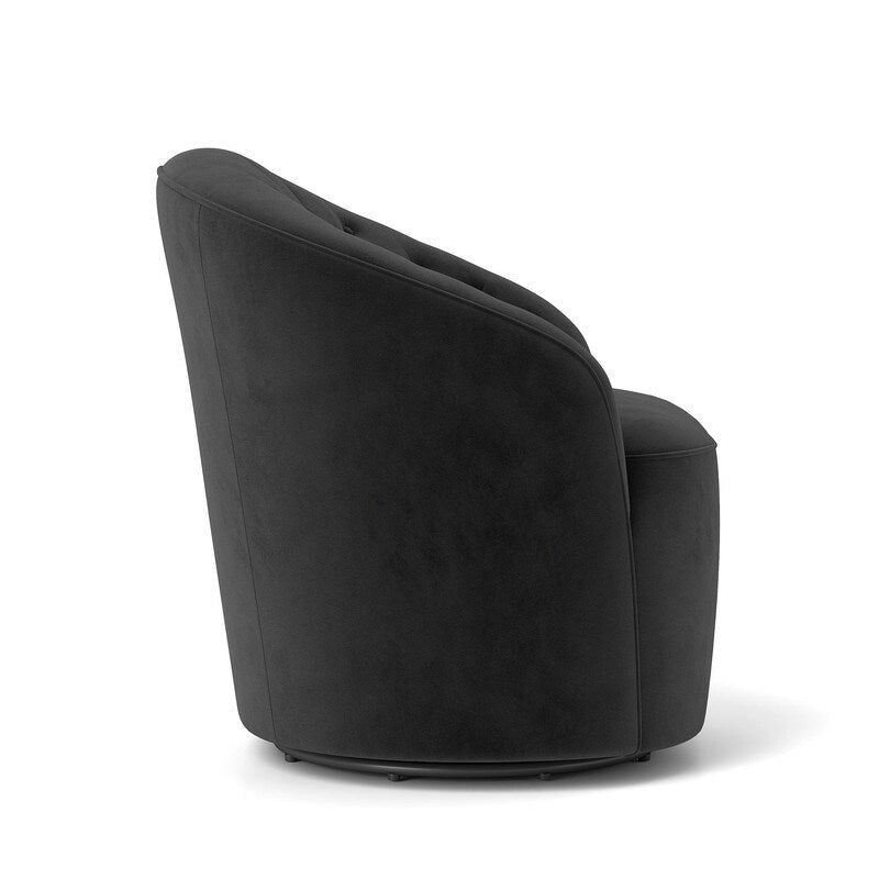 Lot de 2 fauteuils tonneaux modernes pivotants à 360 degrés, revêtement en velours et dossier capitonné à boutons SEYNAR