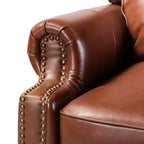 2er-Set moderner Ohrensessel aus Echtleder Elisabete mit Vintage-Nagelkopfverzierung für Wohnzimmer und Schlafzimmer| ART OF LIVING DESIGNS