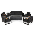 Giovanna Outdoor-Sitzgruppe aus Aluminium für 7 Personen mit Feuerstelle von Christopher Knight Home